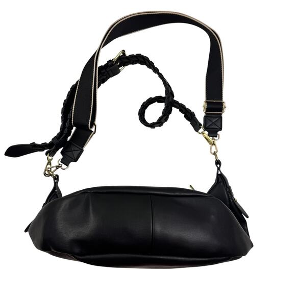 Jules Kae Black Vegan Leather Zola Crescent Hobo Shoulder/Cross Body Bag - Picture 6 of 8